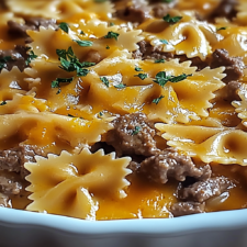 Velveeta Beef Bowtie Pasta Casserole