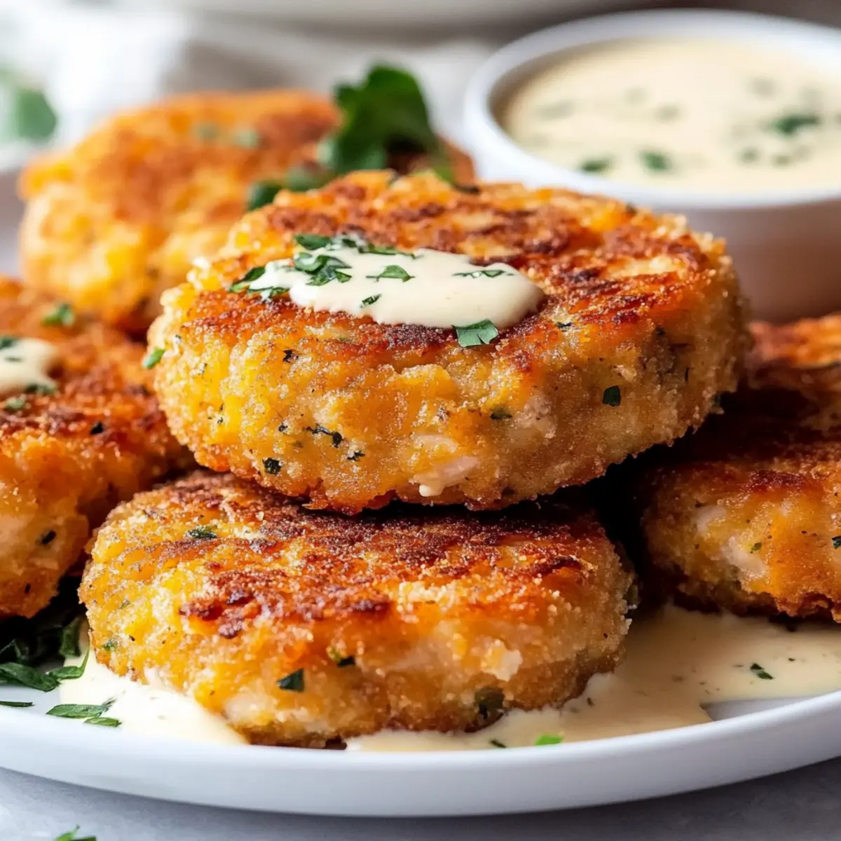Salmon Patties with Creamy Lemon-Garlic Sauce