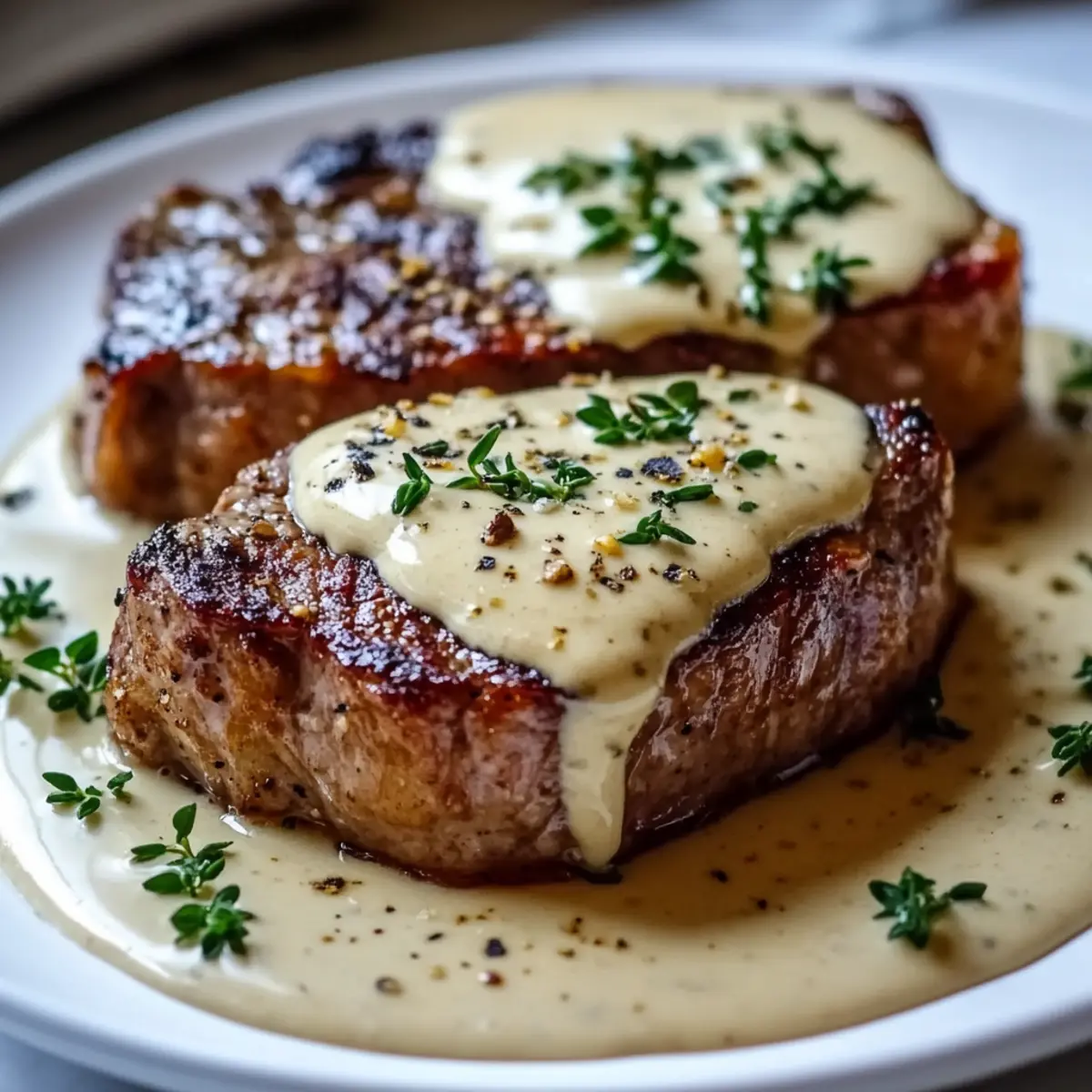 Juicy Steak with Creamy Garlic Sauce