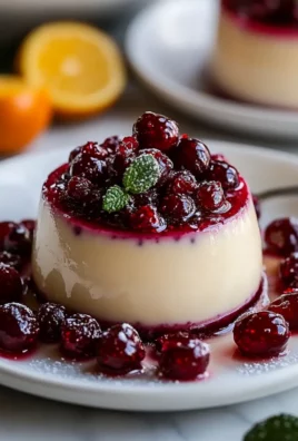 Eggnog Panna Cotta With Spiked Cranberry Sauce