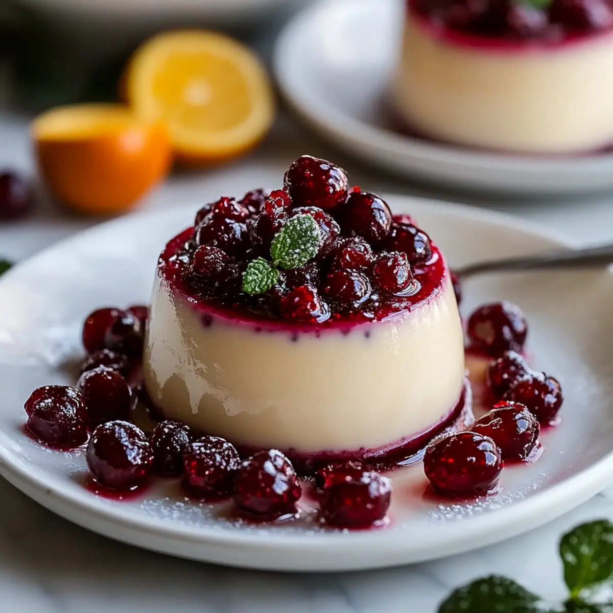 Eggnog Panna Cotta With Spiked Cranberry Sauce