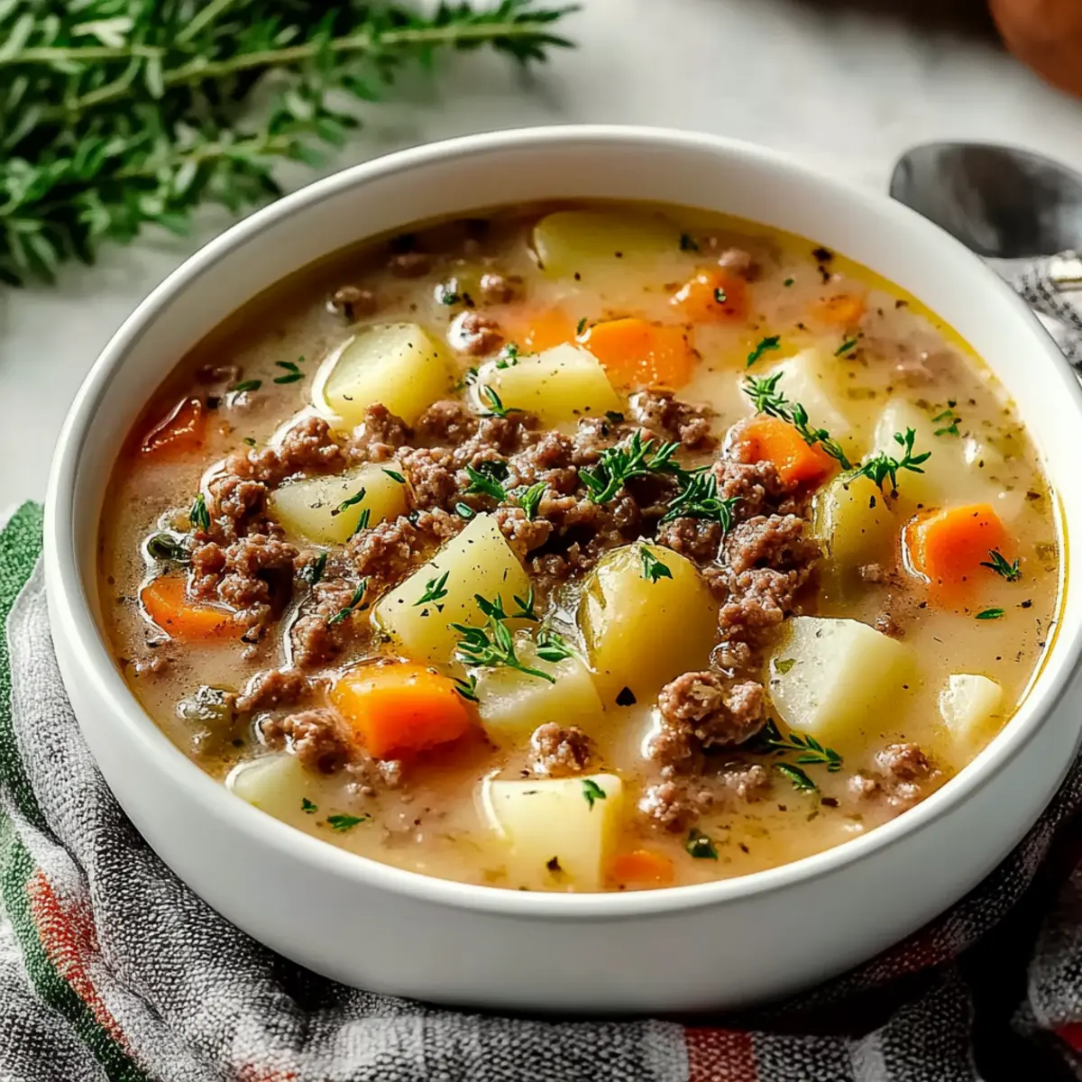 Chunky Ground Beef and Potato Soup
