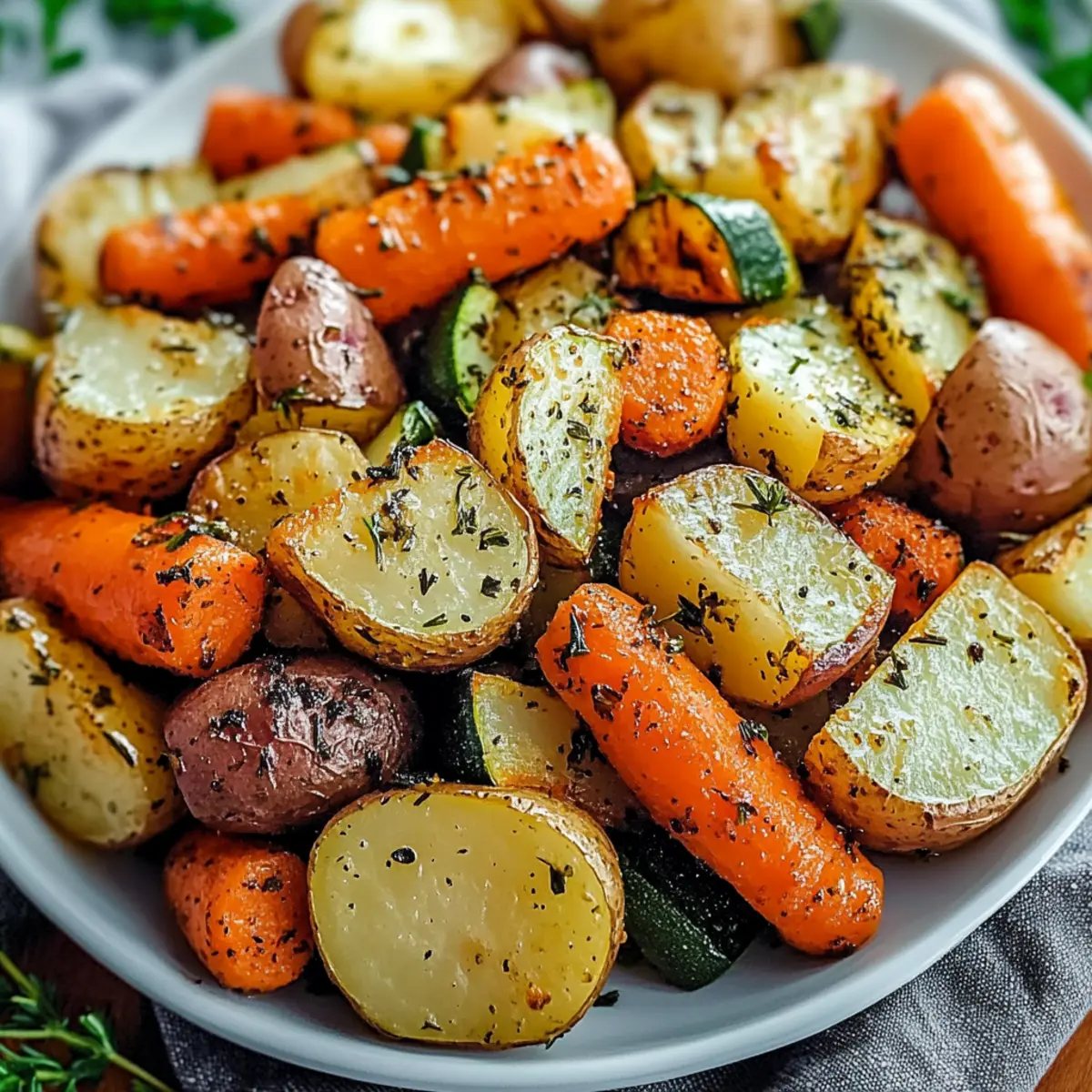 Garlic Herb Roasted Potatoes Carrots and Zucchini
