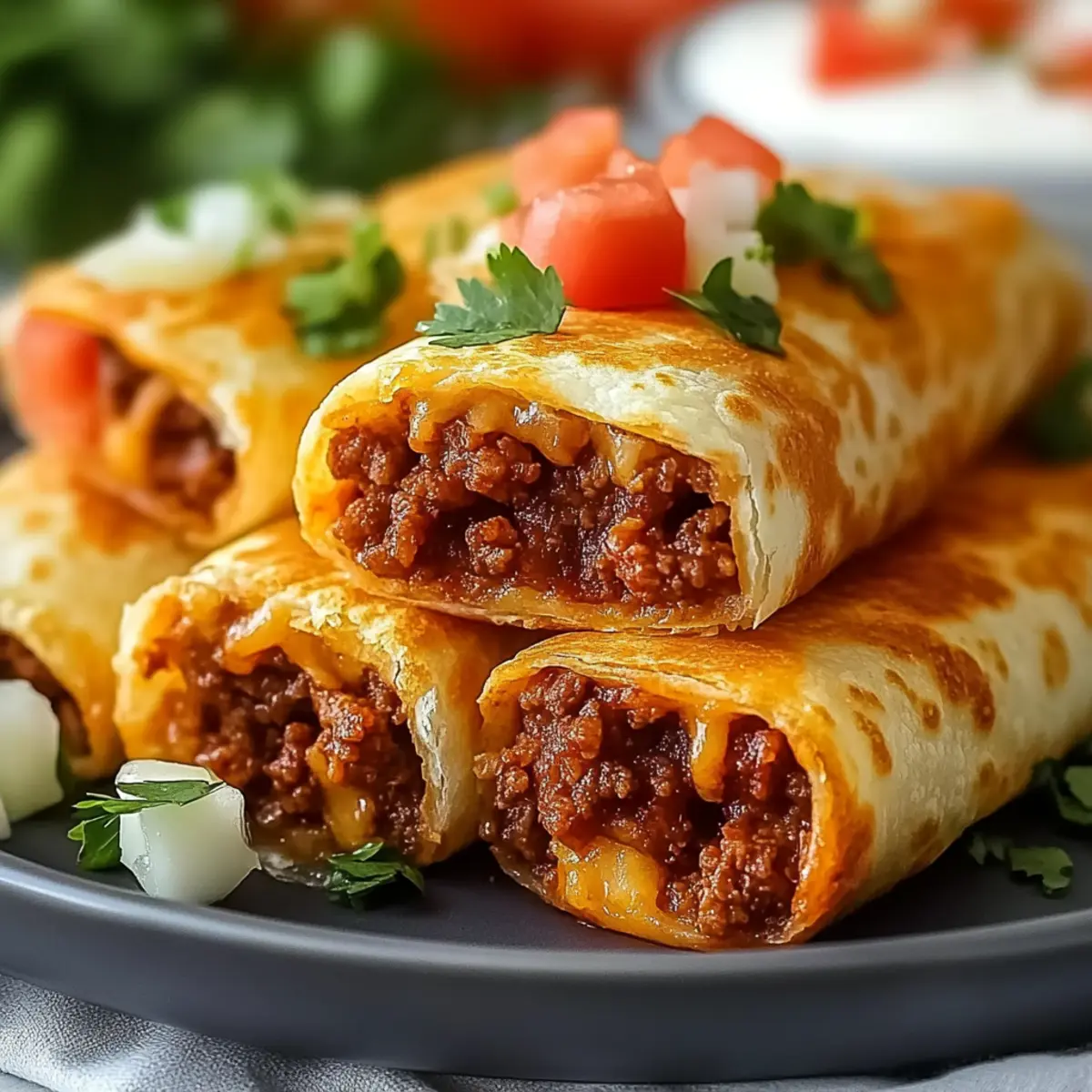 Crispy Cheesy Beef Chimichangas