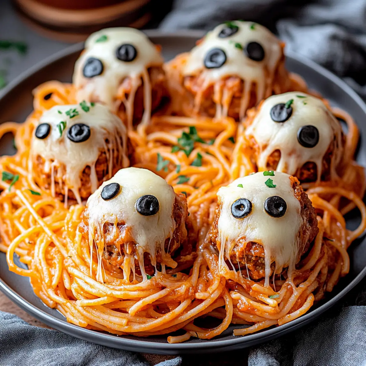 Spooky Spaghetti & Cheesy Monster Meatballs