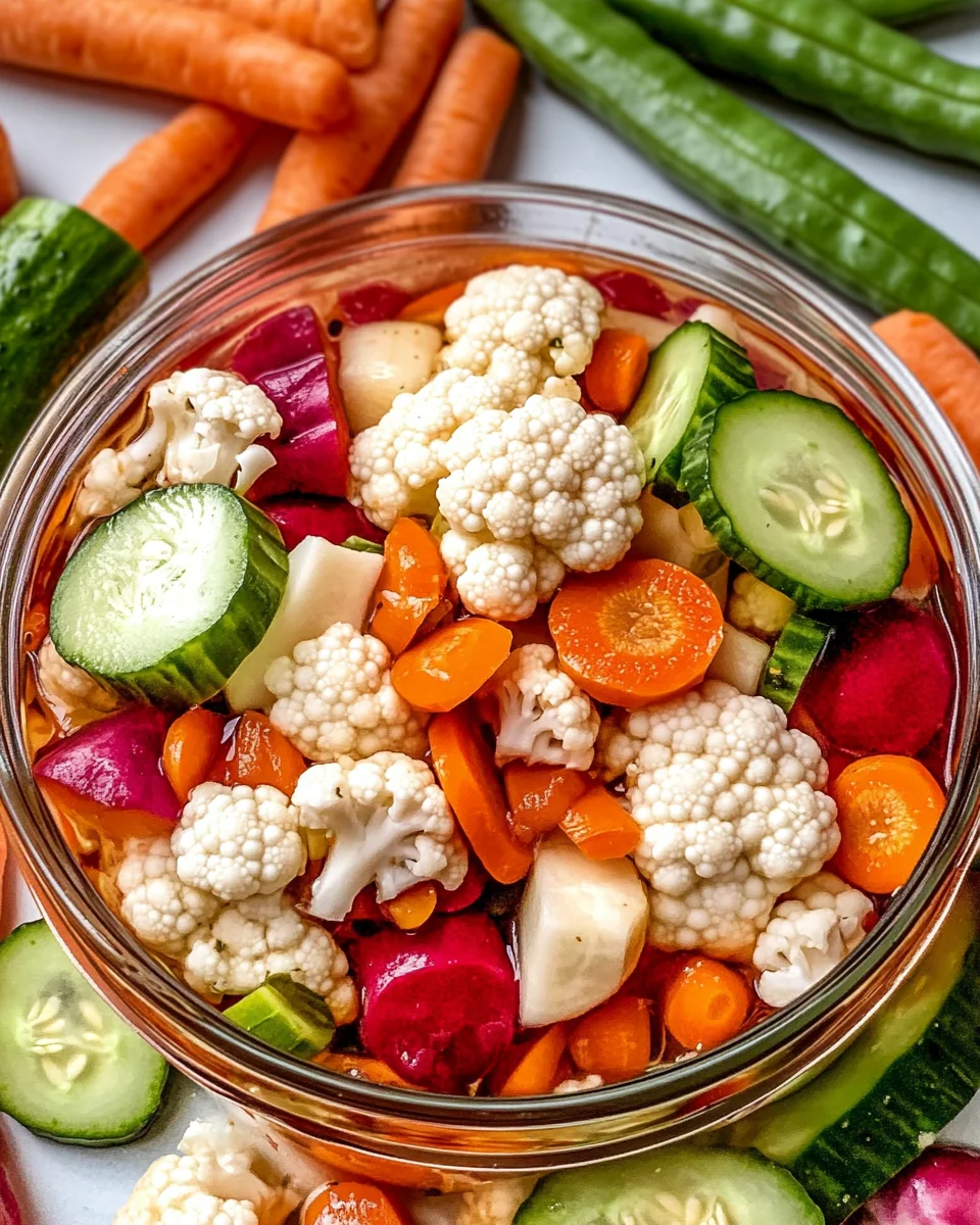 Crunchy Tangy Refrigerator Pickled Vegetables