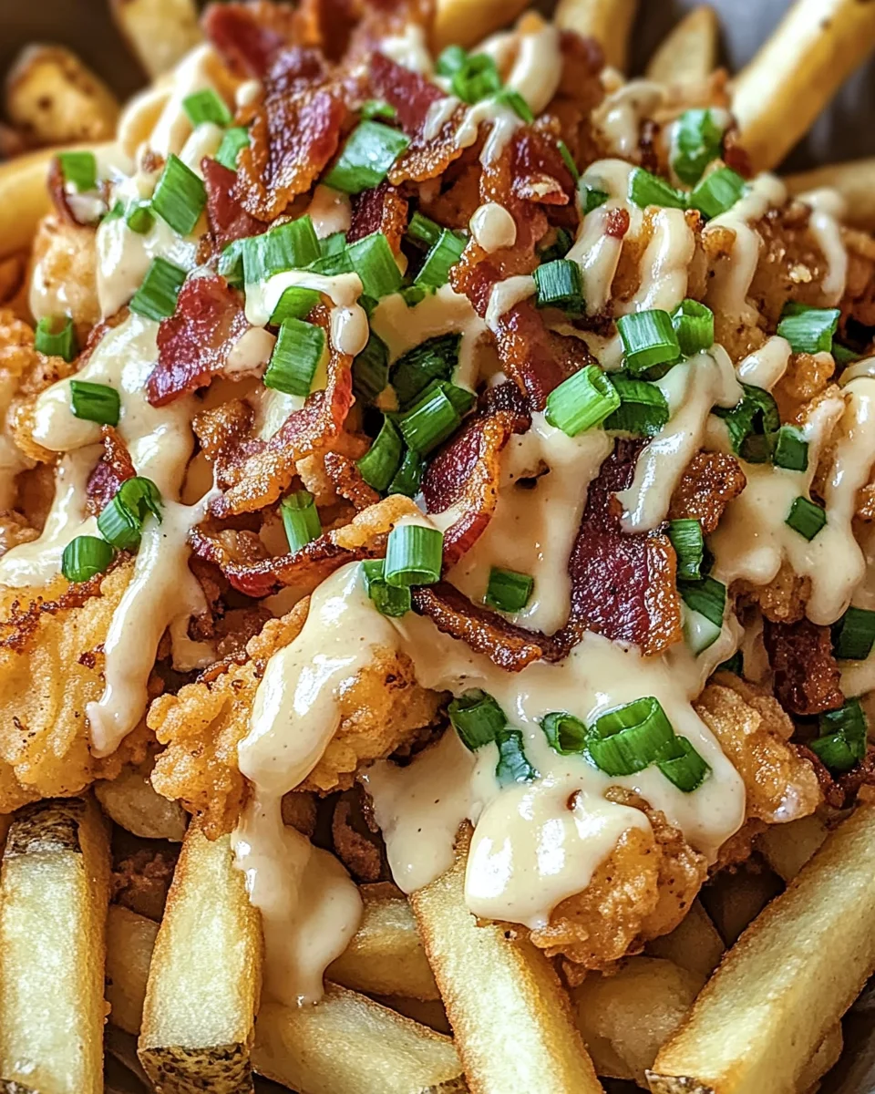 Dirty Chicken and Bacon Loaded Fries for Game Day Bliss