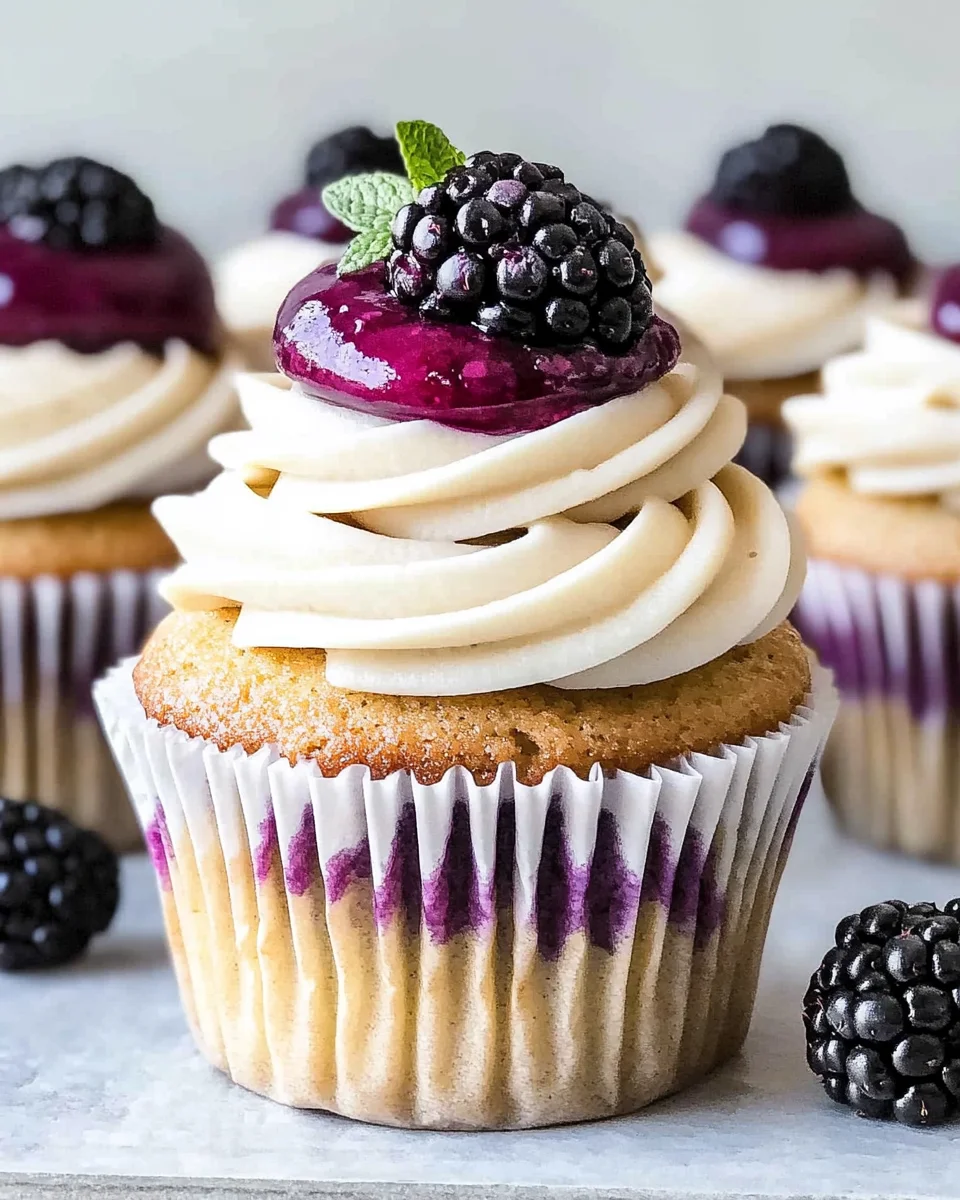Earl Grey Cupcake with Blackberry Curd and Cream Cheese Frosting