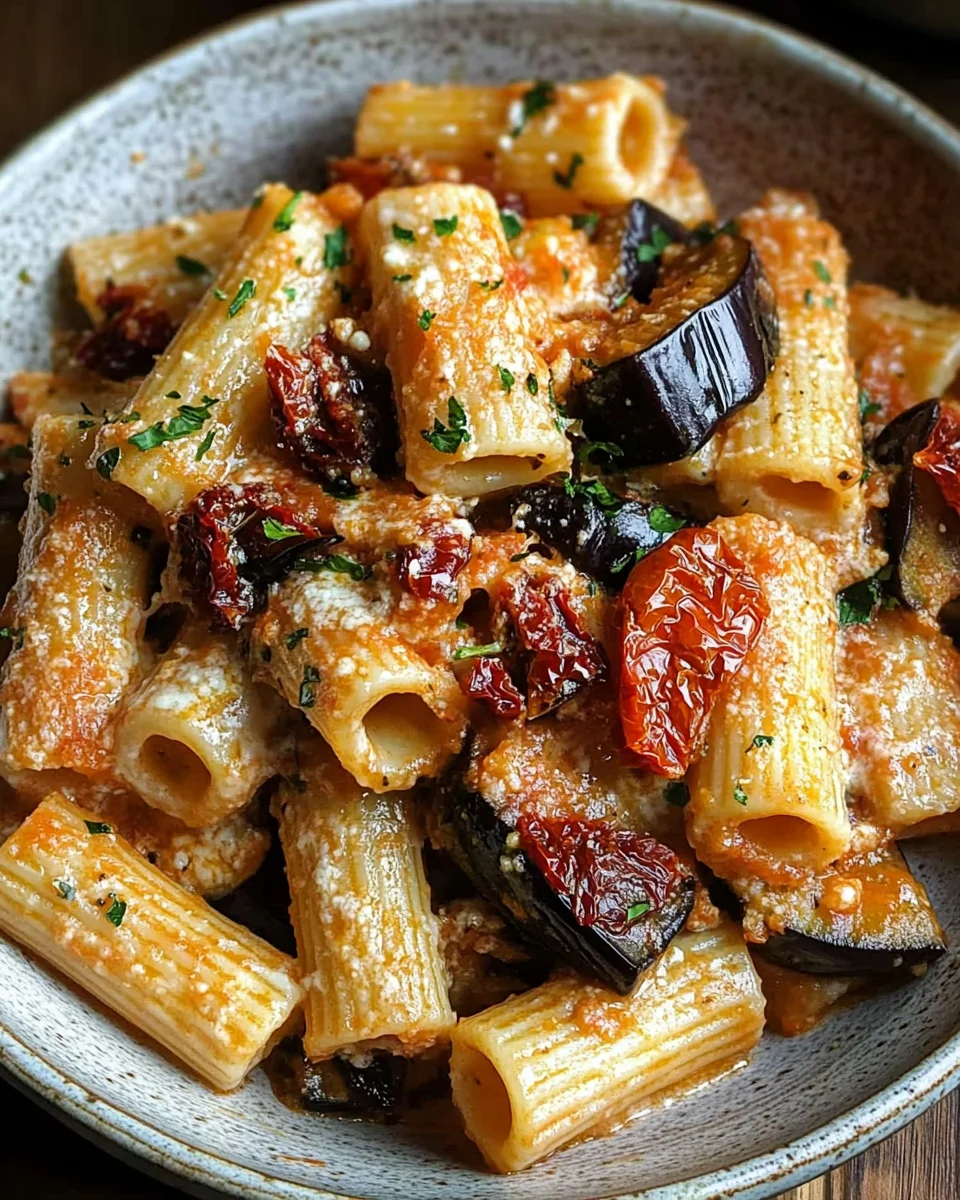 Eggplant and Sun-Dried Tomato Ricotta Pasta