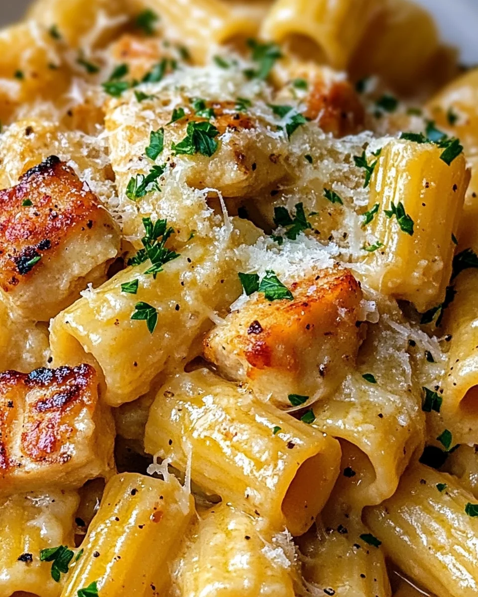Garlic Butter Chicken with Rigatoni and Parmesan