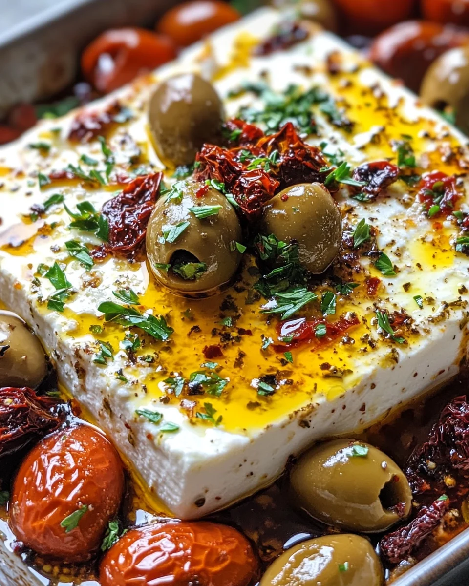 Mediterranean Baked Feta with Olives & Sun-Dried Tomatoes