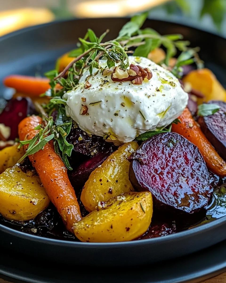 Roasted Beets and Carrots Salad with Burrata