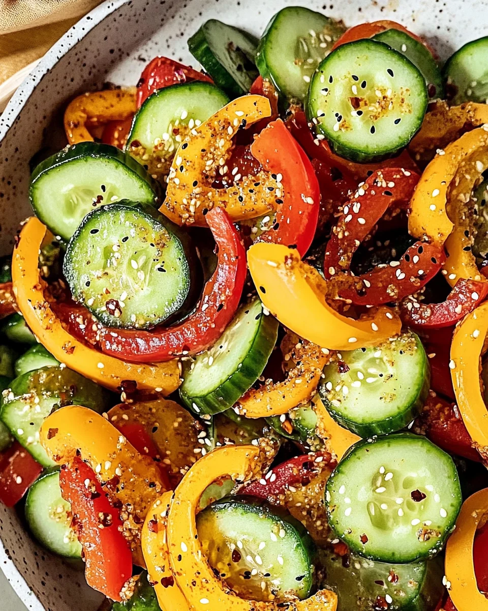 Viral TikTok Cucumber & Bell Pepper Salad