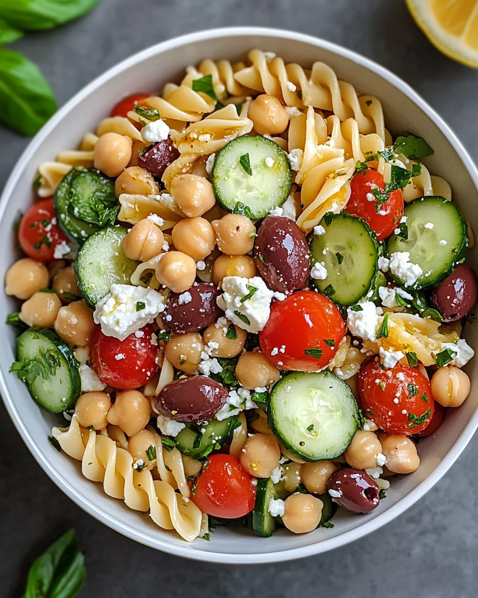 mediterranean chickpea pasta salad