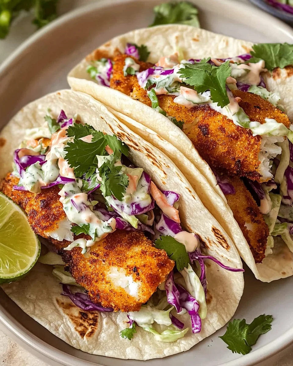 Air Fryer Fish Tacos with Cilantro Lime Slaw