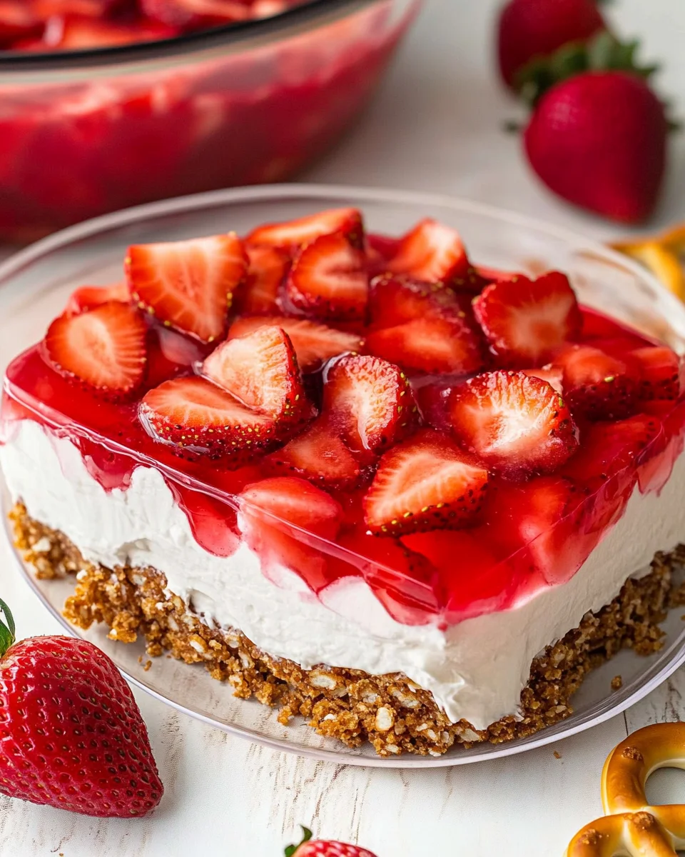 BEST Strawberry Pretzel Jello Salad Recipe