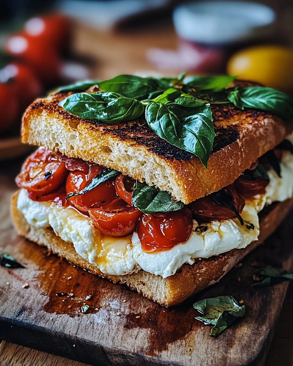 Burrata Caprese Sandwich with Cherry Tomato Confit