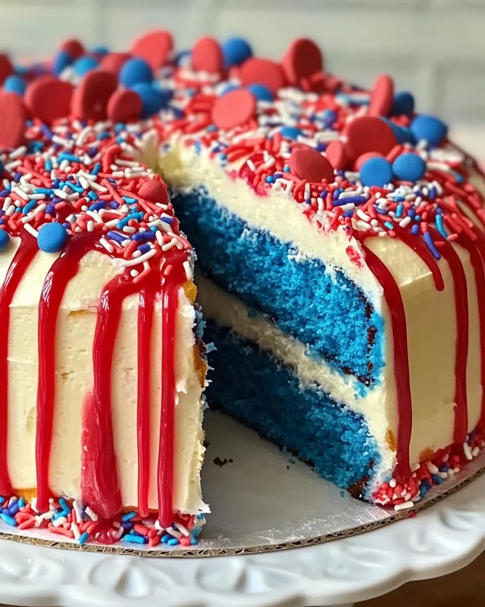 Firecracker Red, White and Blue Cake