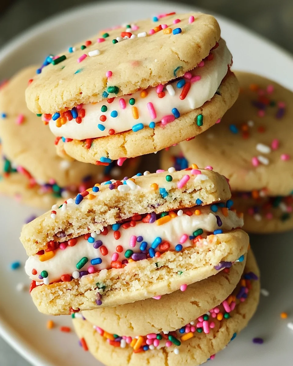 Funfetti Shortbread Sandwich Cookies with Frosting