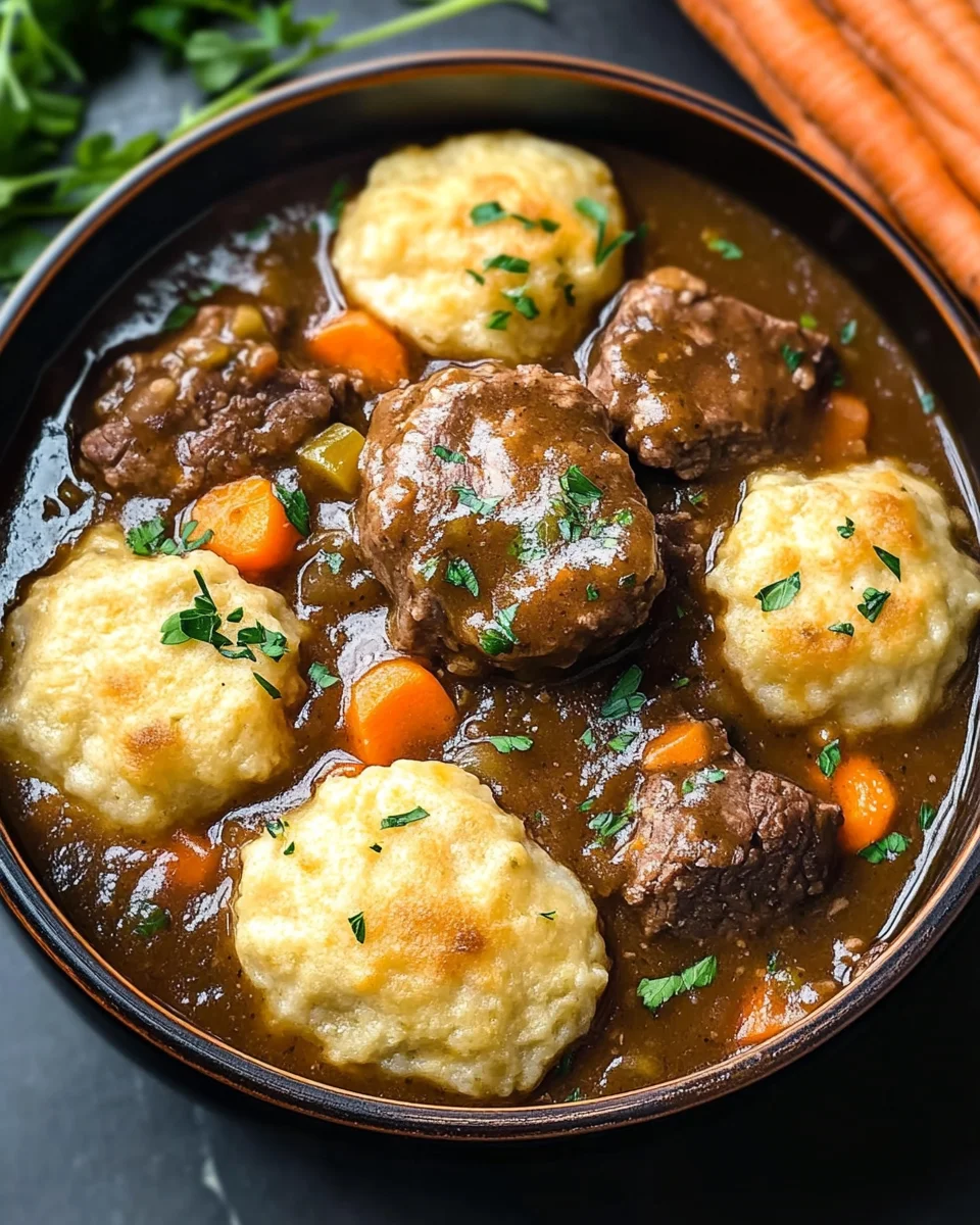 Guinness Beef Stew with Cheddar Herb Dumplings