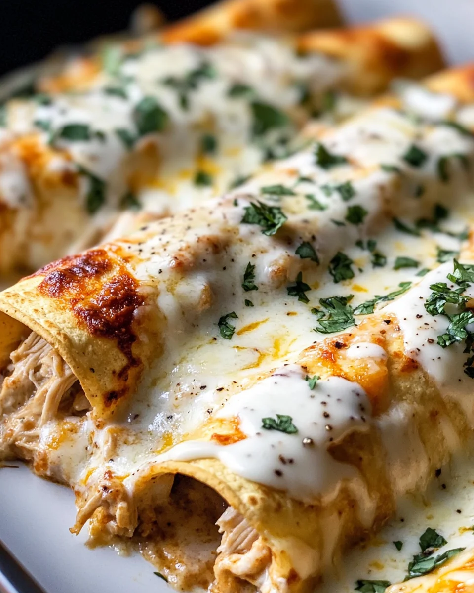 High Protein Chicken Enchiladas With White Sauce