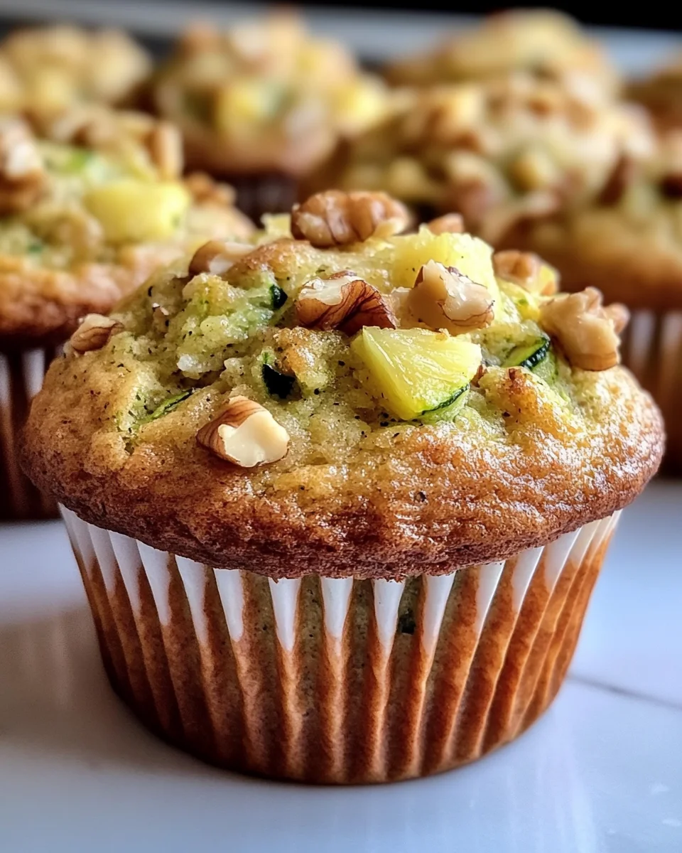 Pineapple Walnut Zucchini Muffins