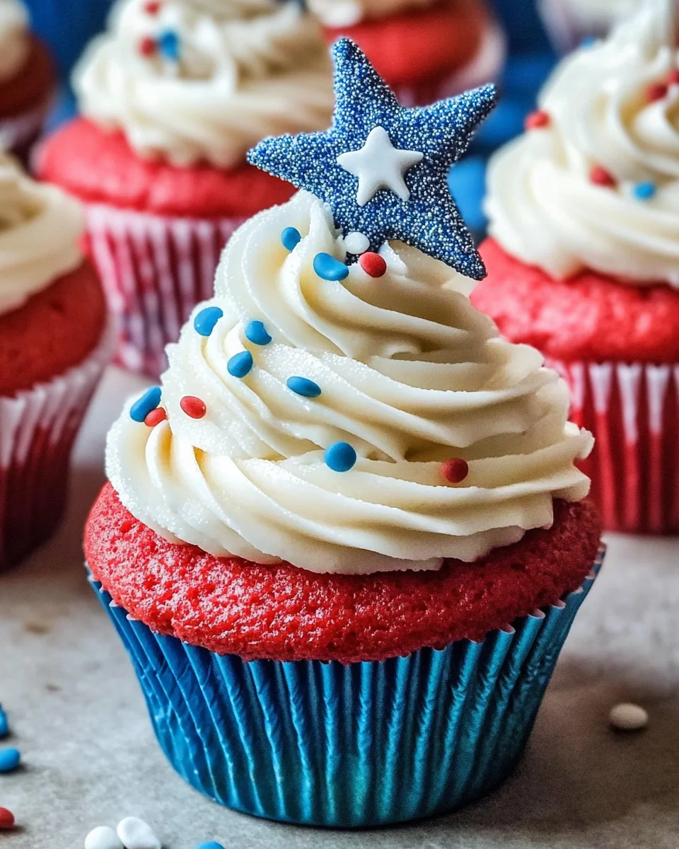 Red White and Blue Patriotic Cupcakes