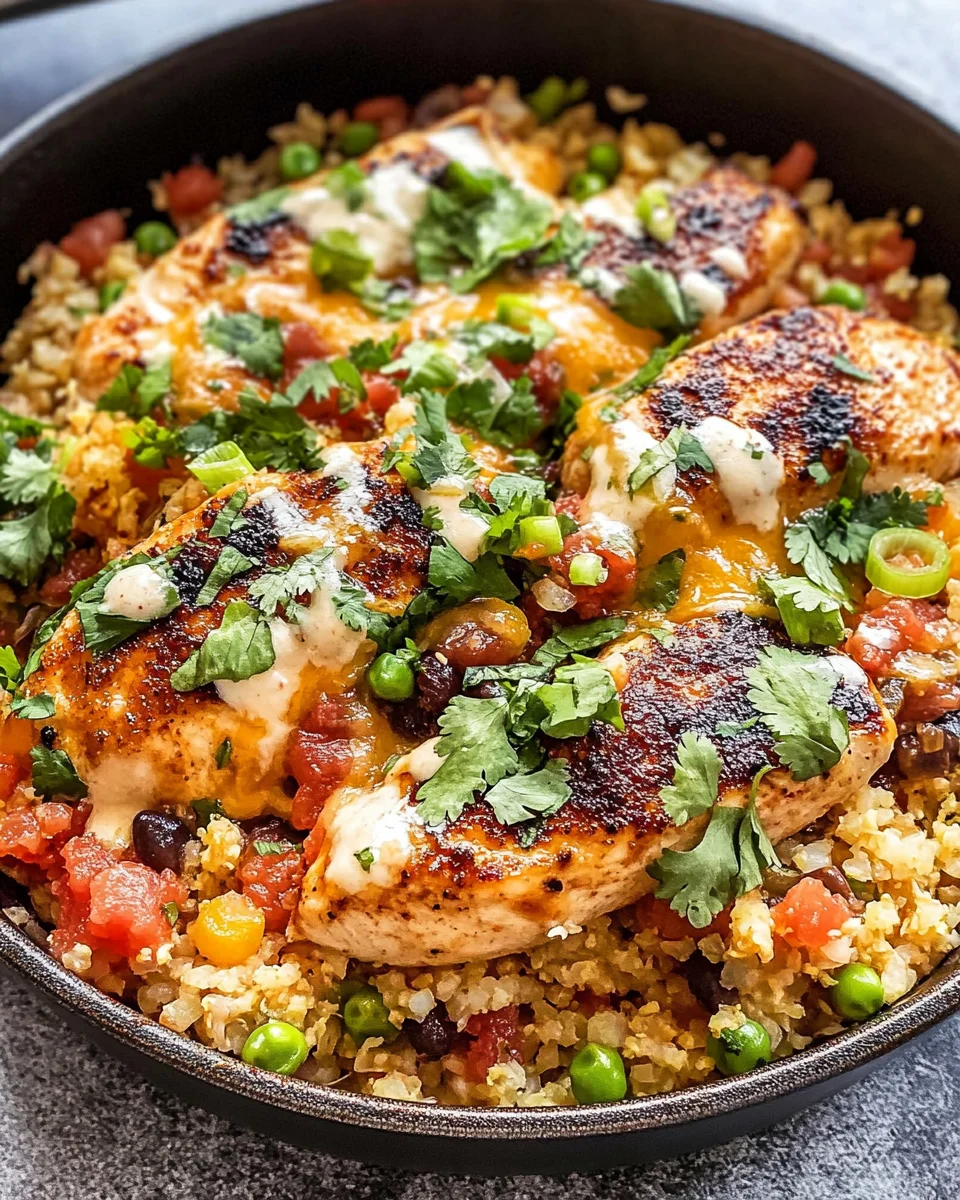 Salsa Chicken and Cauliflower Rice Skillet